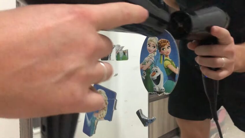 use hairdryer To Remove Stickers from Mirror